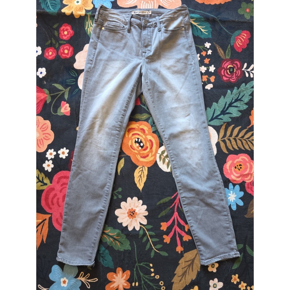 ATHLETA Womans Gray-Skulptek Performance Jeans, Mid-rise, Skinny Ankle, Size 2